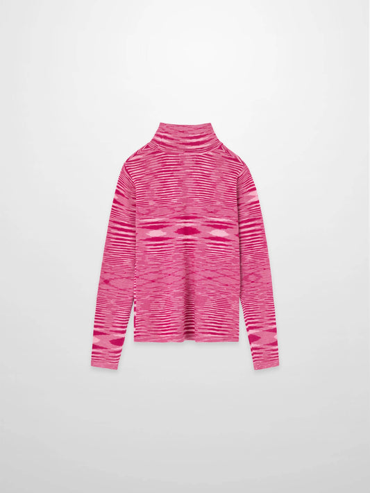 Abstract Stripe Knit Turtleneck-Berry Stripe