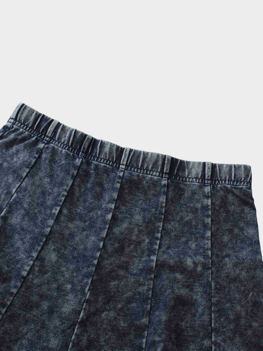 Paneled Flare Skirt 35"-Blue Wash